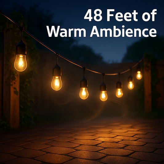 Outdoor String Lights for Patio - Weatherproof, Warm White