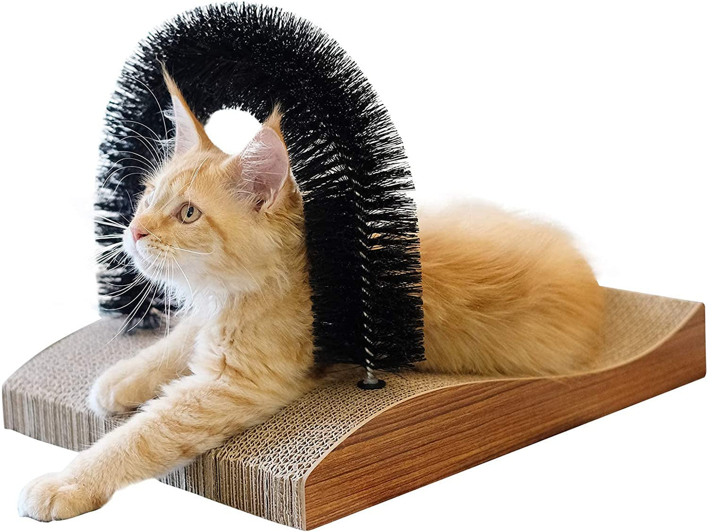 Cat Self Groomer Arch Scratcher Massager Toy with Scratch Pad for Cats