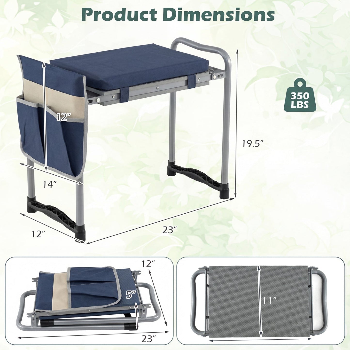 Foldable Garden Kneeler and Seat for Seniors Gardeners