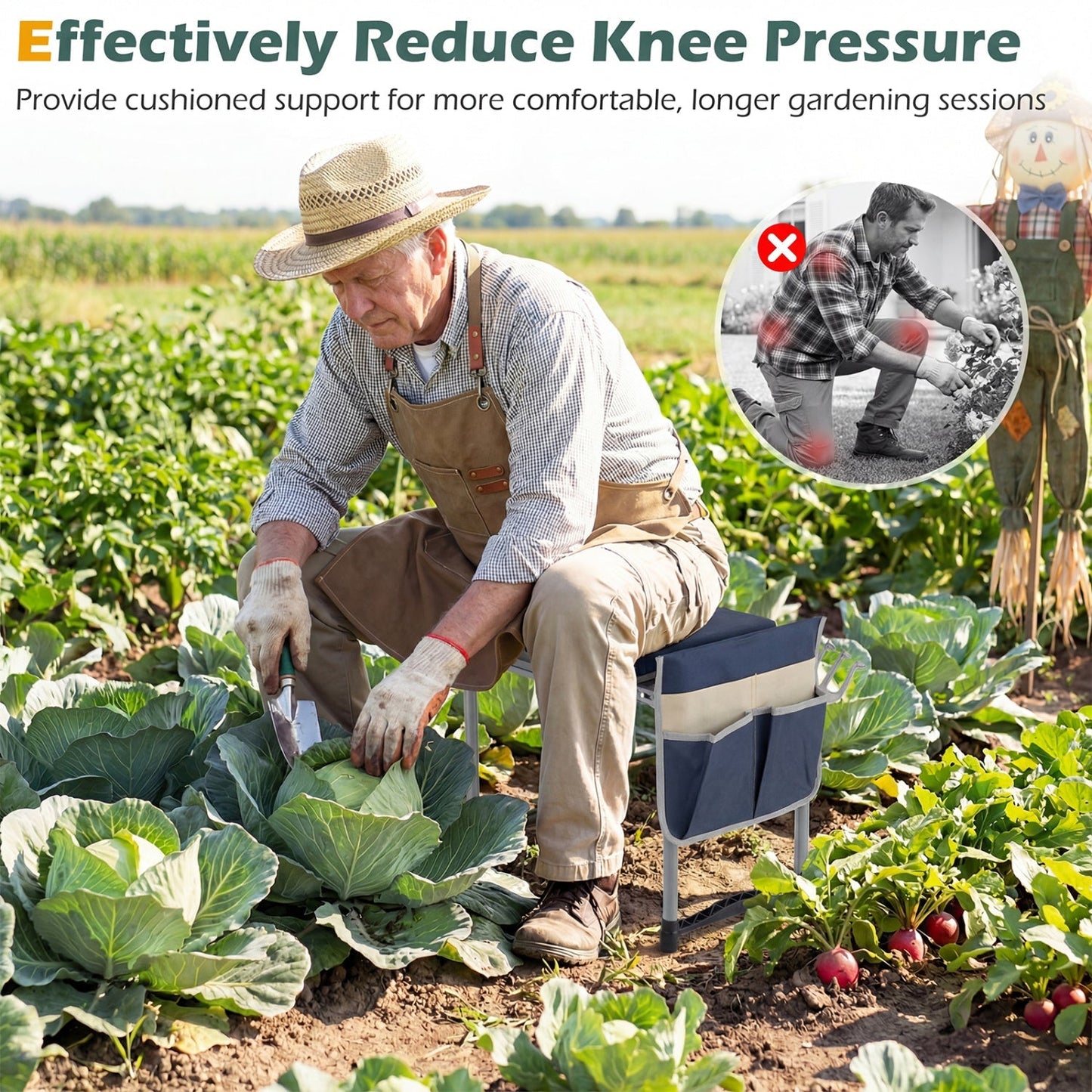 Foldable Garden Kneeler and Seat for Seniors Gardeners