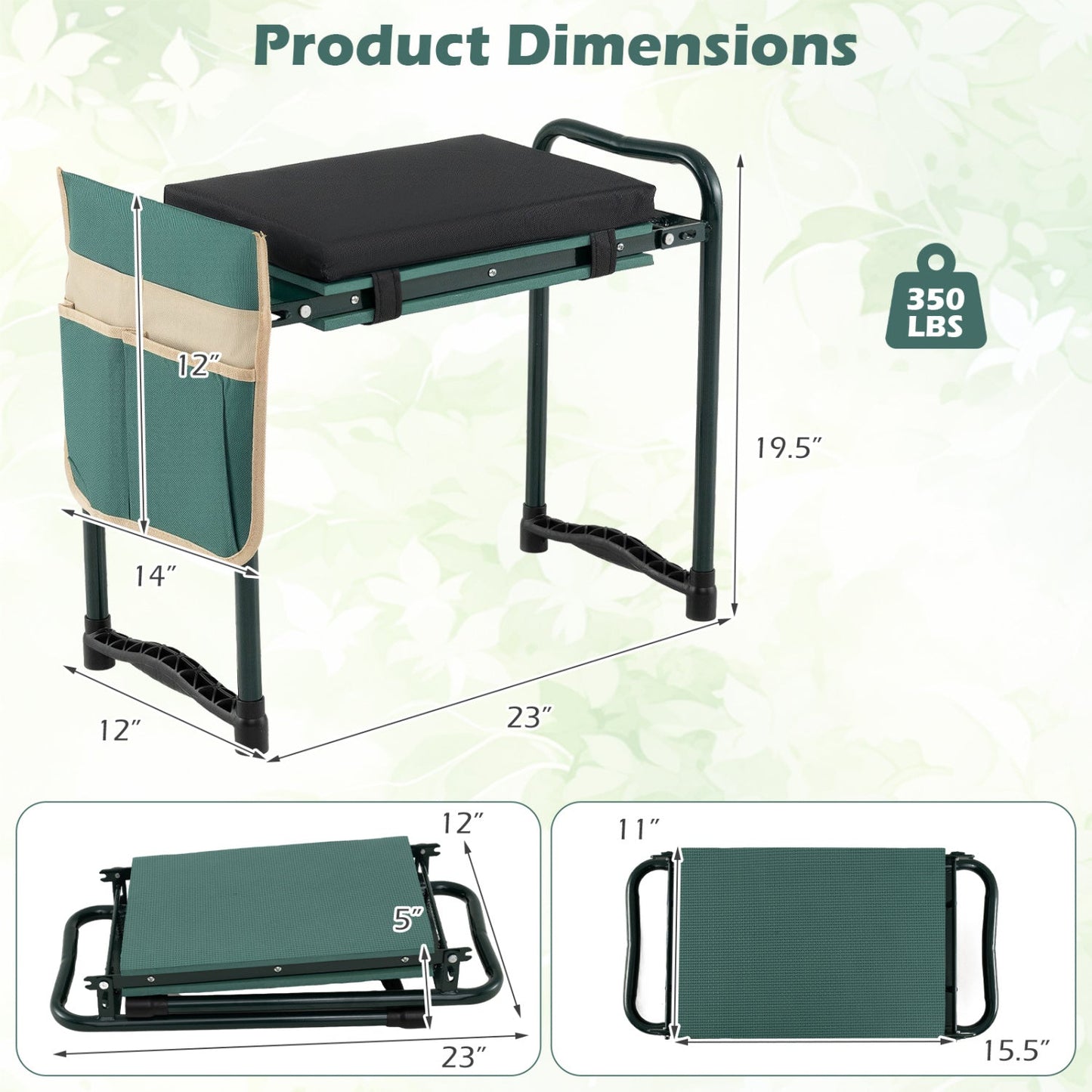 Foldable Garden Kneeler and Seat for Seniors Gardeners