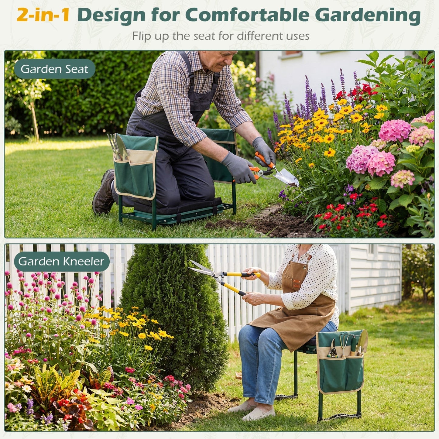 Foldable Garden Kneeler and Seat for Seniors Gardeners