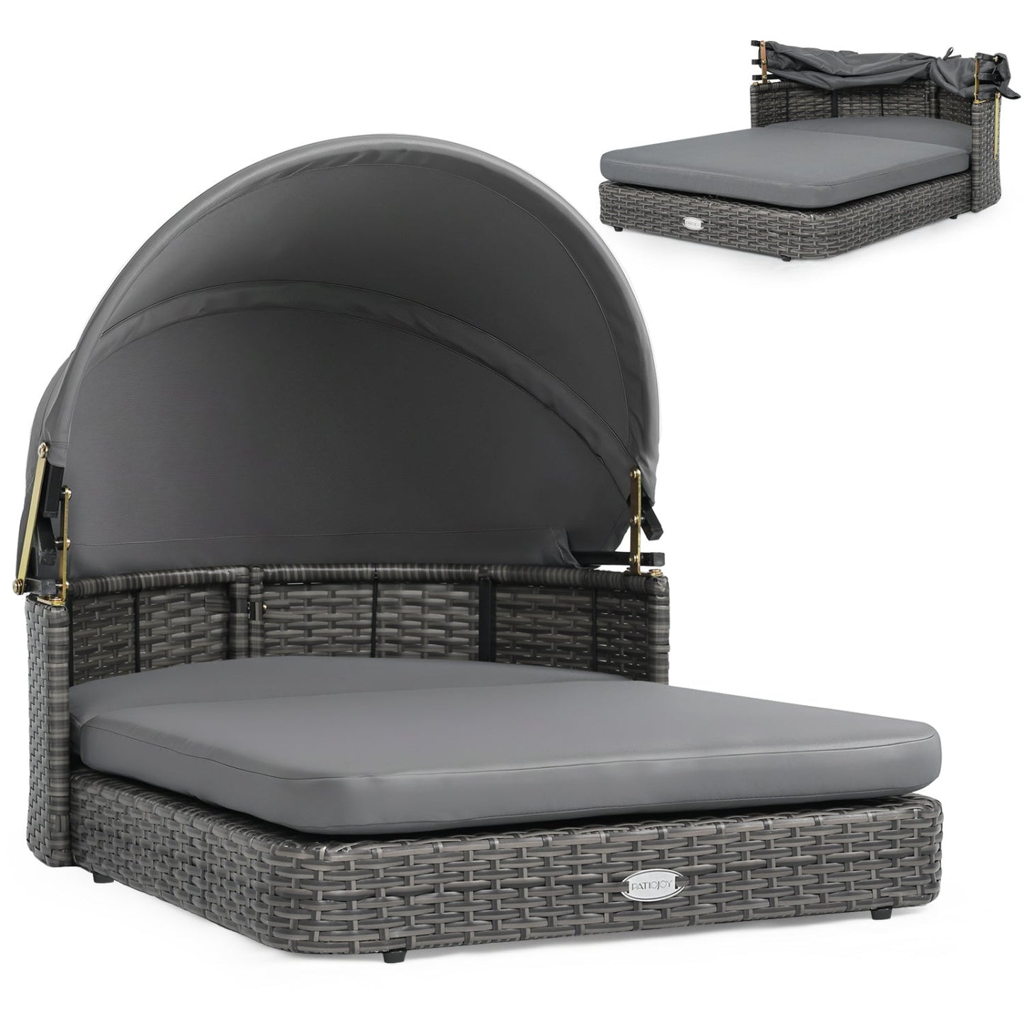 Wicker Dog House with Adjustable Canopy & Cushions