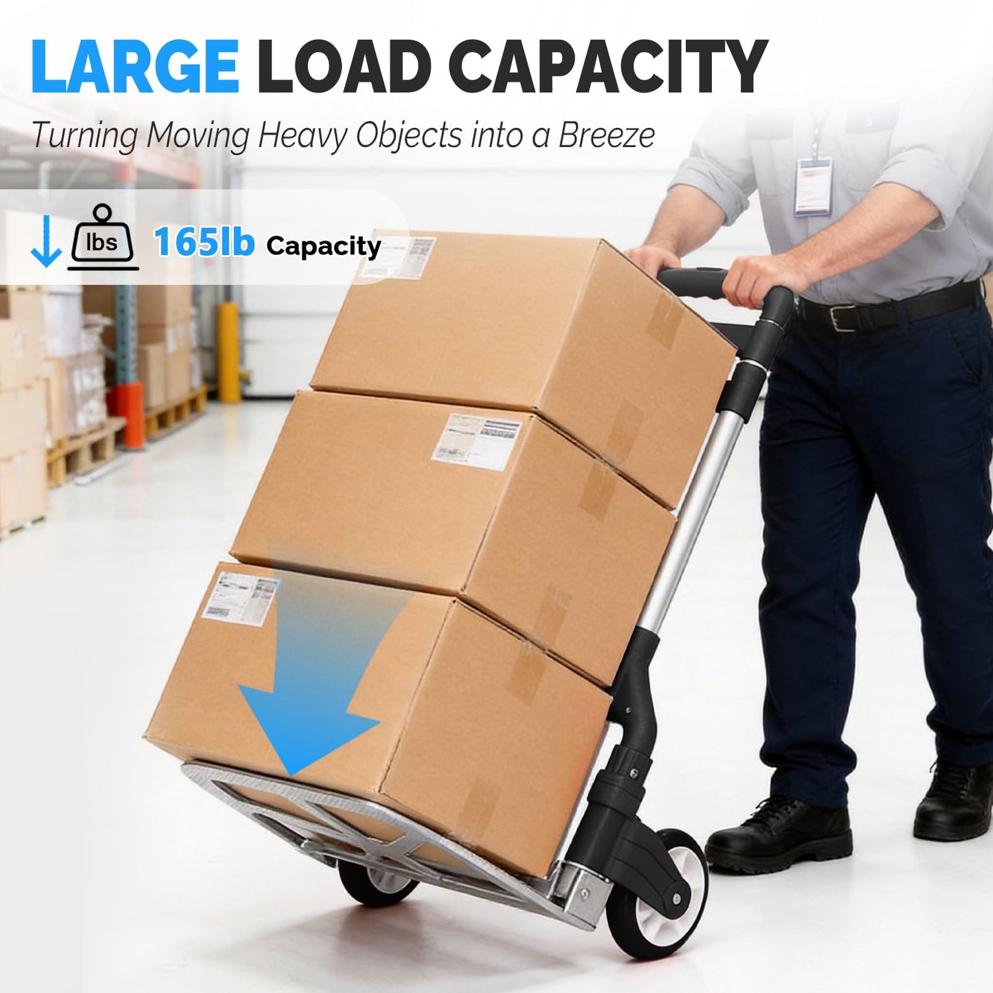 Folding Aluminum Hand Cart & Dolly – 165 lb Capacity, Lightweight & Portable