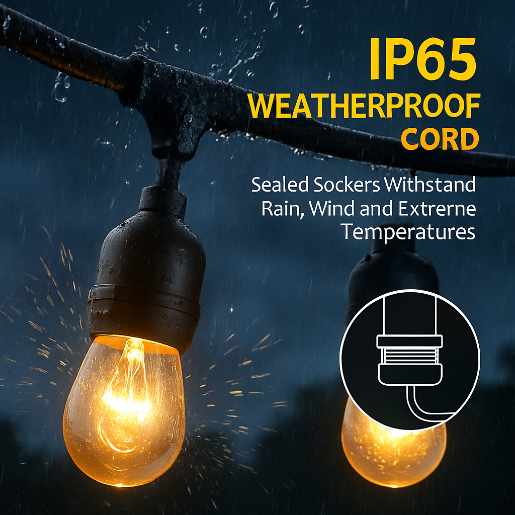 Outdoor String Lights for Patio - Weatherproof, Warm White
