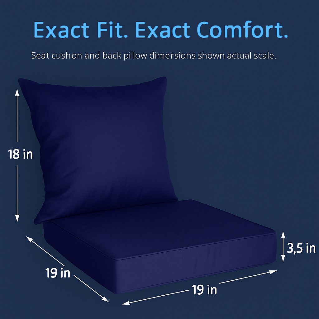 Outdoor Chair Cushion & Pillow Set for Patio Furniture