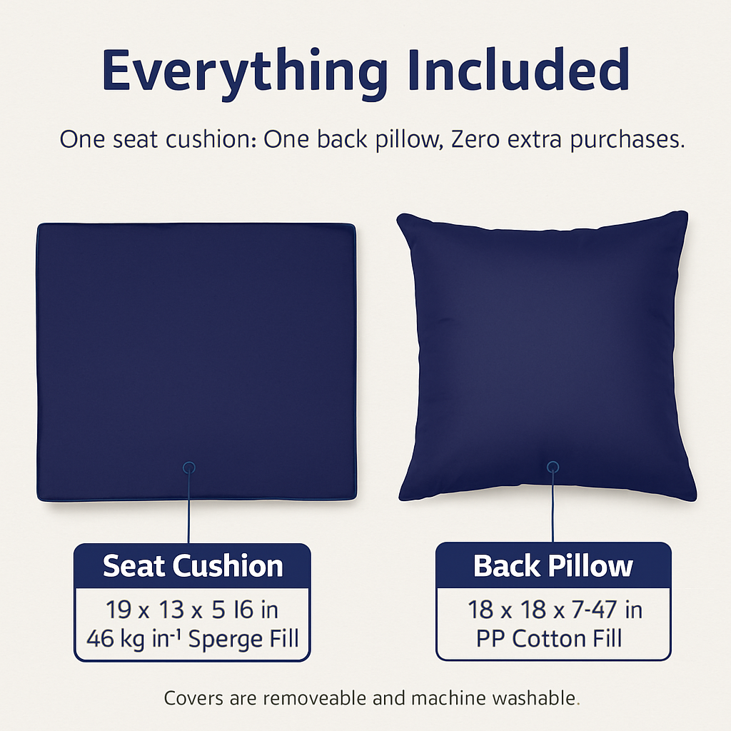 Outdoor Chair Cushion & Pillow Set for Patio Furniture