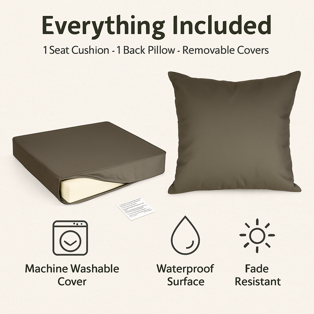 Outdoor Chair Cushion & Pillow Set for Patio Furniture