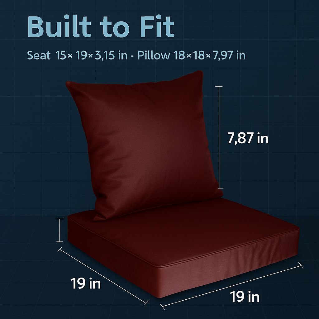Outdoor Chair Cushion & Pillow Set for Patio Furniture