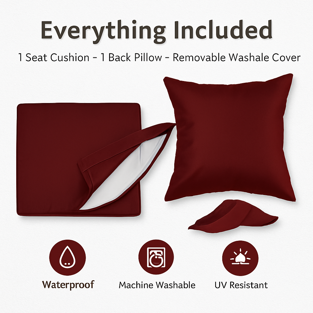 Outdoor Chair Cushion & Pillow Set for Patio Furniture
